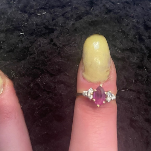 Marquis Ruby Flanked by diamonds ring - Picture 13 of 15